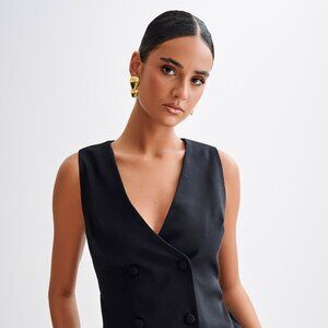Amelie Suiting Longline Vest - Black - Size M - NWOT